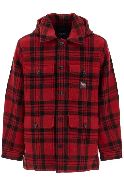 Woolrich Plaid Cruiser Hooded Jacket In Red