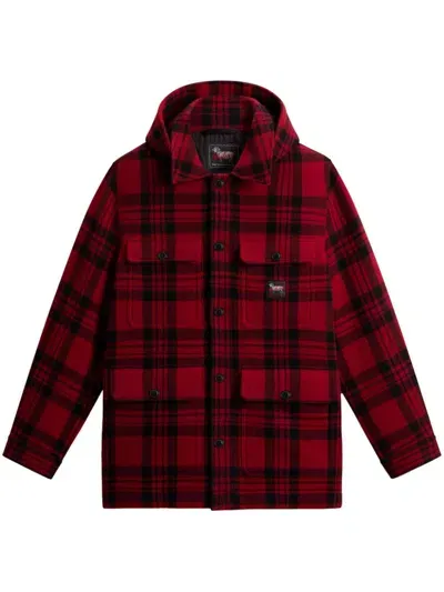 Woolrich Plaid Hooded Jacket In Red