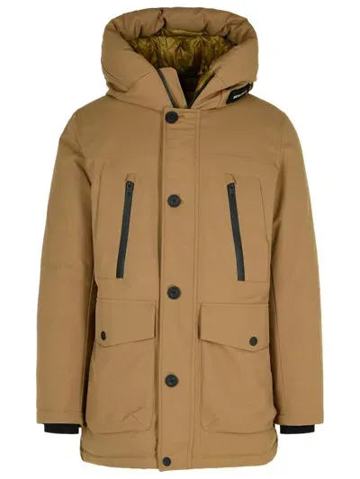 Woolrich Poly Twill Green Polyester Parka In Brown