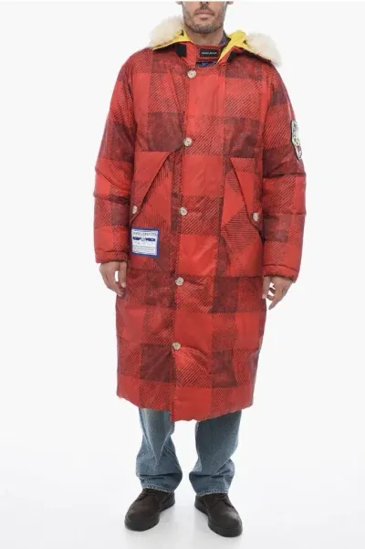 Woolrich Reversible Padded Coat With Real Fur In Red