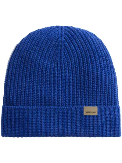 Woolrich Ribbed Beanie In Blue