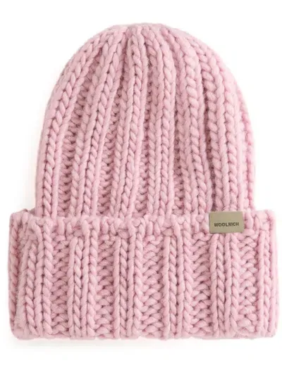 Woolrich Ribbed-knit Beanie In Pink