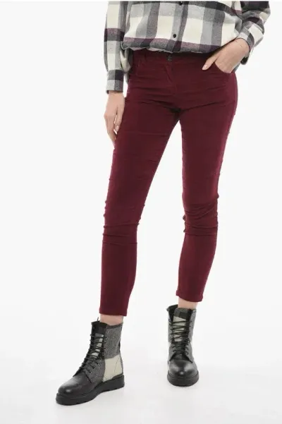 Woolrich Stretchy Velvet Pants In Burgundy