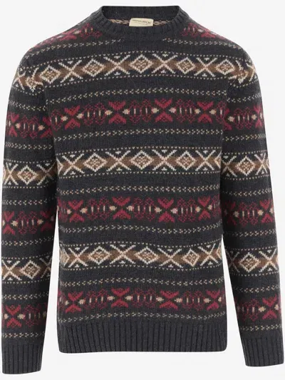 Woolrich Wool Blend Sweater With Geometric Pattern In Red