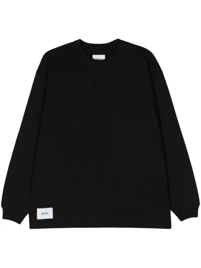 Wtaps Logo-embroidered Cotton T-shirt In Black