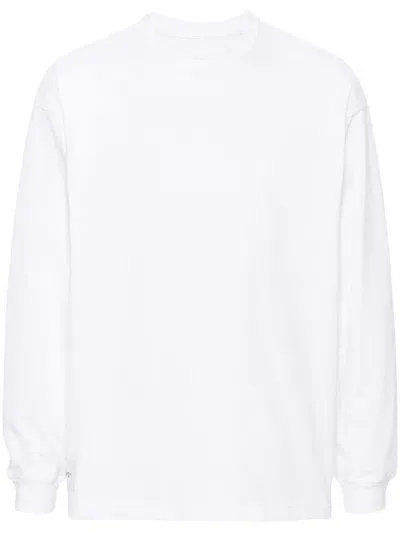 Wtaps White Logo-embroidered Long-sleeved Cotton T-shirt