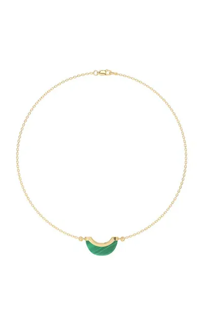 Wyld Box Jewelry 18k Yellow Gold And Malachite Luna Mini Necklace