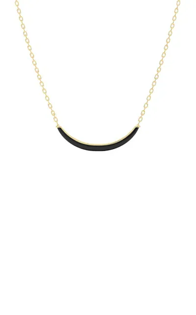 Wyld Box Jewelry 18k Yellow Gold And Onyx Luna Necklace