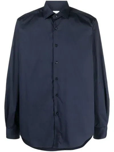 Xacus Long-sleeve Cotton-blend Shirt In Blue