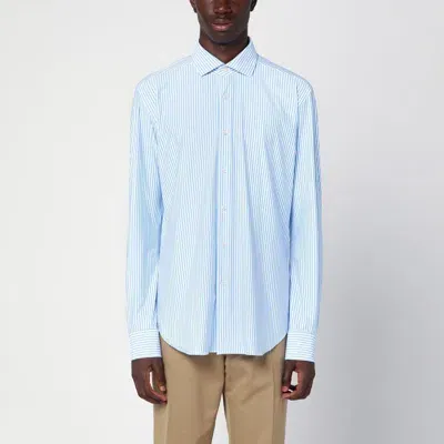 Xacus Striped Light Poplin Active Shirt In Blue