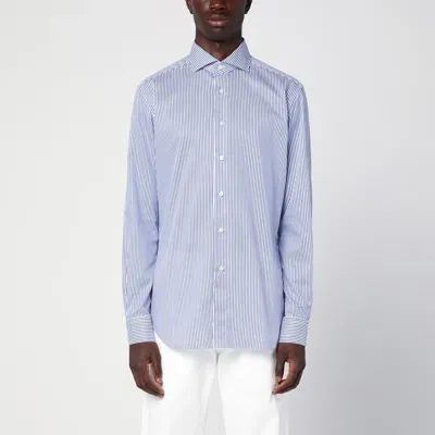 Xacus Button Down-collar Organic Cotton Shirt In Blue