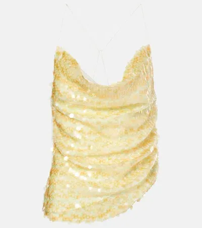 Xu Zhi Sequined Open-back Top In Yellow