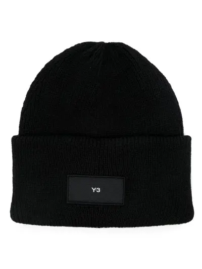 Y-3 Logo-patch Wool Blend Beanie In Black