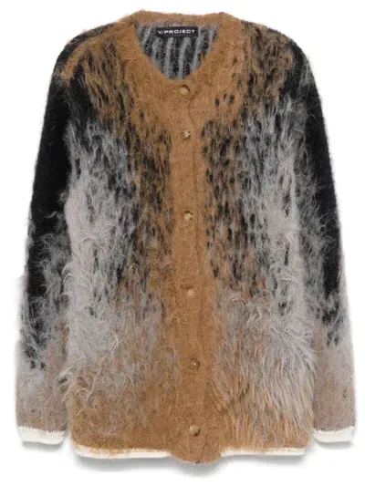 Y/project Gradient Faux-fur Cardigan In Multi