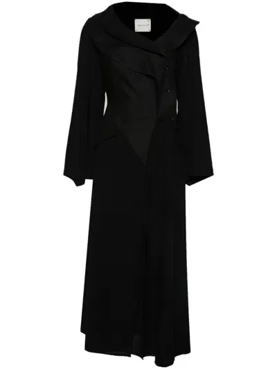 Yehuafan Asymmetric Maxi Dress In Black