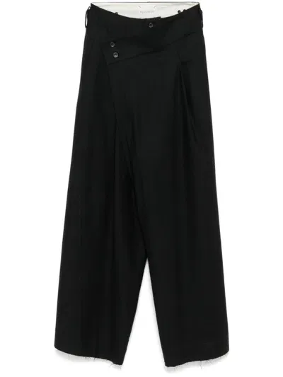 Yehuafan Button Fastening Trousers In Black