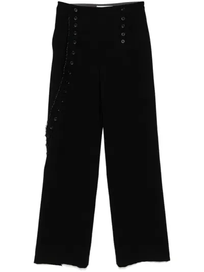 Yehuafan Raw-cut Finish Trousers In Black