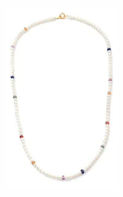 Yi Collection 18k Yellow Gold Pearl And Sapphire Necklace In Blue