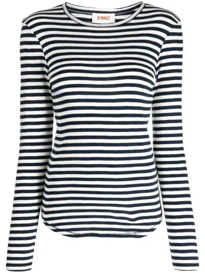 Ymc You Must Create Charlotte Long-sleeve Striped T-shirt In Blue