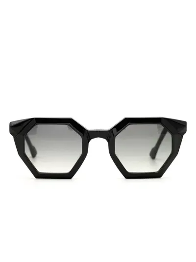 Yohji Yamamoto Geometric-frame Sunglasses In Black