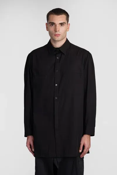 Yohji Yamamoto Cuban-collar Cotton Shirt In Black