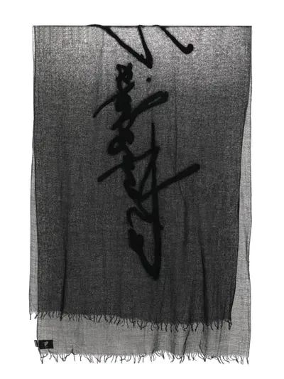 Yohji Yamamoto Signature Scarf In Black