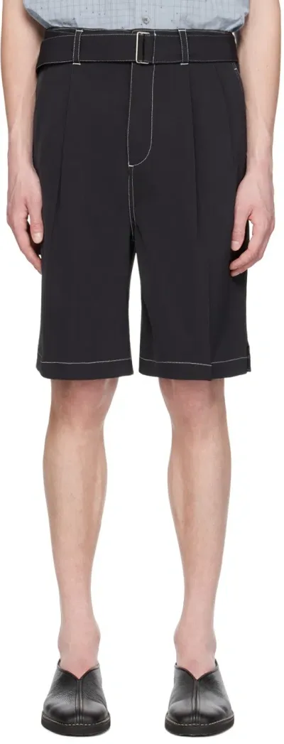 Yoke Black Belted Shorts