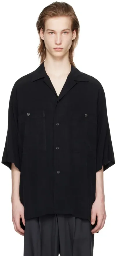 Yoke Black Open Collar Shirt