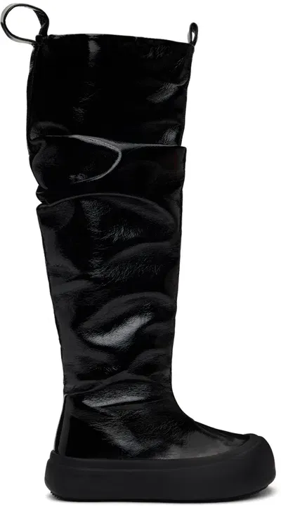 Yume Yume Black Fisherman Boots In Puffy Black Vegan Le