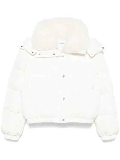 Yves Salomon Contrasting-collar Ski Jacket In White