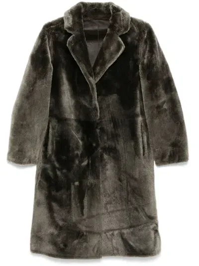 Yves Salomon Faux-fur Coat In Brown