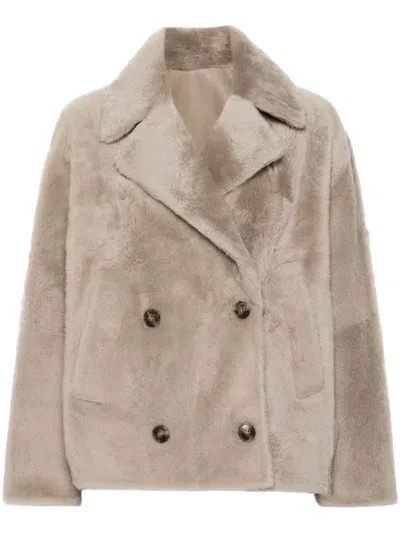 Yves Salomon Fur Jacket In Brown