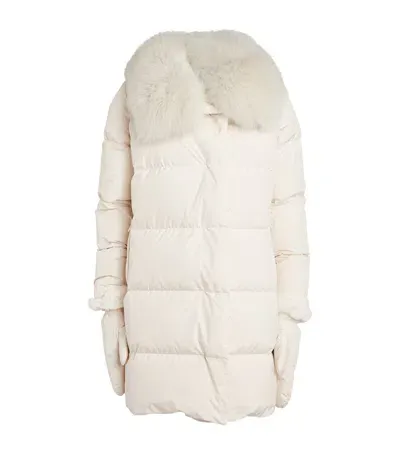 Yves Salomon Fur-trim Puffer Jacket In White