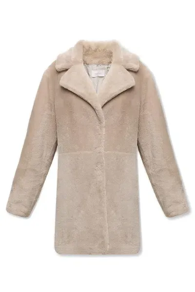 Yves Salomon Long Sleeved Fitted Short Coat In Beige