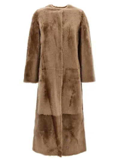 Yves Salomon Manteau Fur Beige