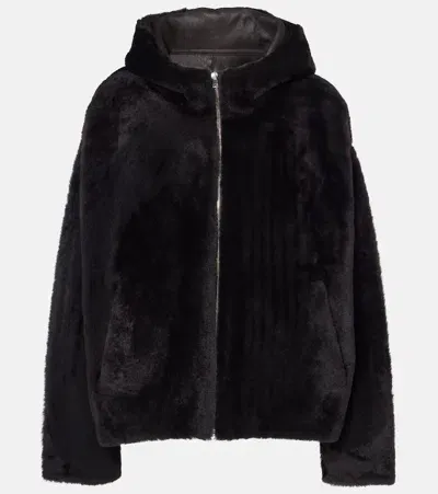 Yves Salomon Meteo Shearling Jacket In Brown