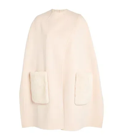 Yves Salomon Mink-pocket Cape In Beige