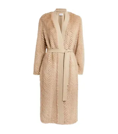 Yves Salomon Mink-wool Longline Cardigan In Beige