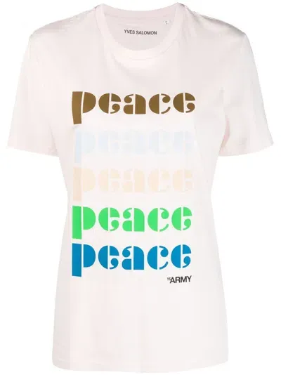 Yves Salomon Peace-print Organic-cotton T-shirt In Pink