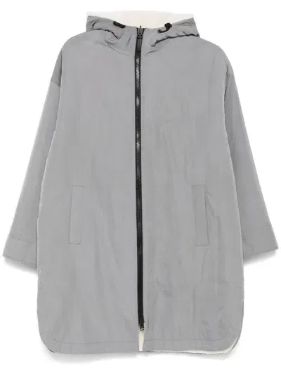 Yves Salomon Reversible Coat In Grey