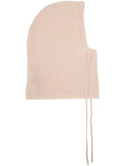 Yves Salomon Ribbed-knit Balaclava In Pink