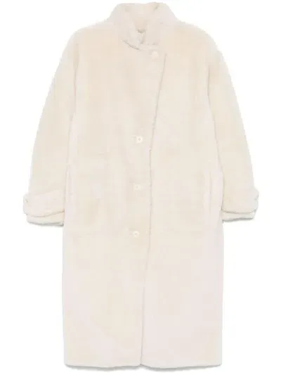 Yves Salomon Shearling Coat In White