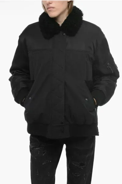 Yves Salomon Ys Army Double Fabric Bomber With Fur Removable Lining