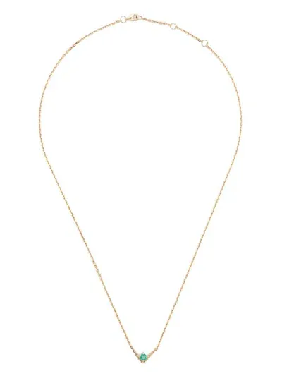 Yvonne Léon 18kt Yellow Gold Solitaire V Emerald Pendant Necklace