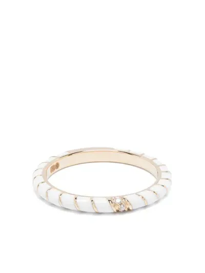 Yvonne Léon 9kt Yellow Gold Alliance Torsade Email Diamond Band Ring