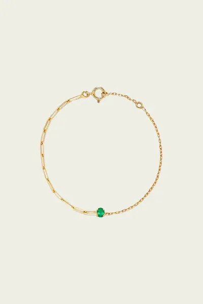 Yvonne Léon Emerald Solitaire Yellow Gold Bracelet