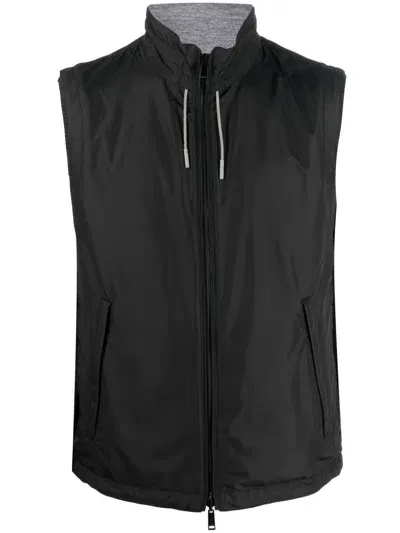 Z Zegna Reversible Cashmere Gilet In Black