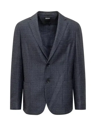 Z Zegna Single Breasted Tailored Blazer In Blue