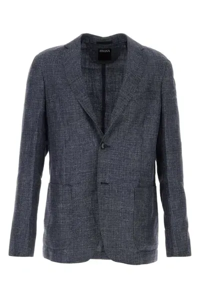 Z Zegna Single Breasted Tailored Blazer In Blue