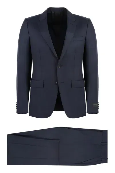 Z Zegna Wool And Silk Blend Two-pieces Suit In Blue